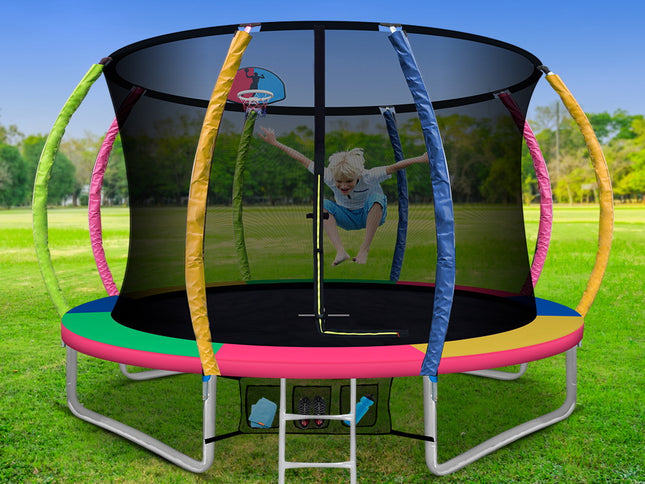 Everfit 10FT Trampoline for Kids w/ Ladder Enclosure Safety Net Rebounder Colors