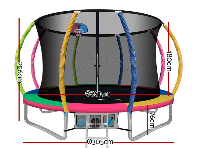 Everfit 10FT Trampoline for Kids w/ Ladder Enclosure Safety Net Rebounder Colors