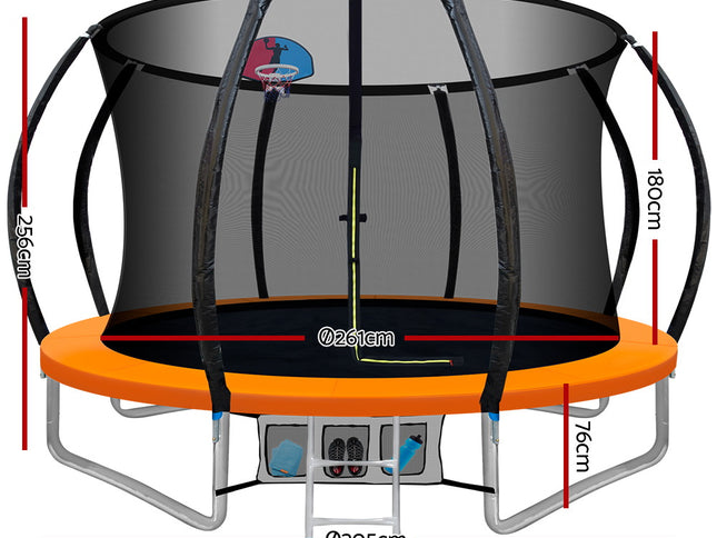 Everfit 10FT Trampoline for Kids w/ Ladder Enclosure Safety Net Rebounder Orange