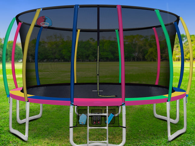 Everfit 16FT Trampoline for Kids w/ Ladder Enclosure Safety Net Rebounder Colors
