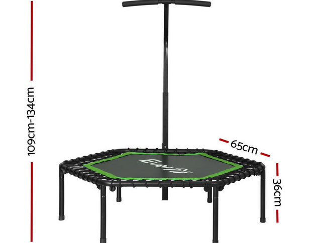 Everfit 48inch Hexagon Fitness Trampoline Rebounder Adjustable Handrail Green