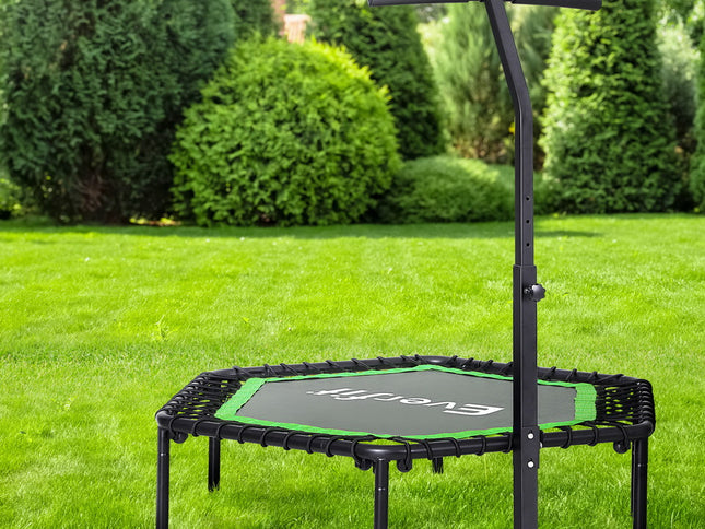 Everfit 48inch Hexagon Fitness Trampoline Rebounder Adjustable Handrail Green