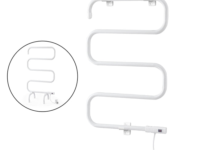 Devanti Heated Towel Rail Freestanding Wall Mounted S-Shape Electric Warmer Rack