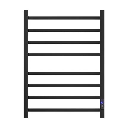 Devanti Heated Towel Rail 8 Square Bars with Timer Electric Heater Warmer Rack