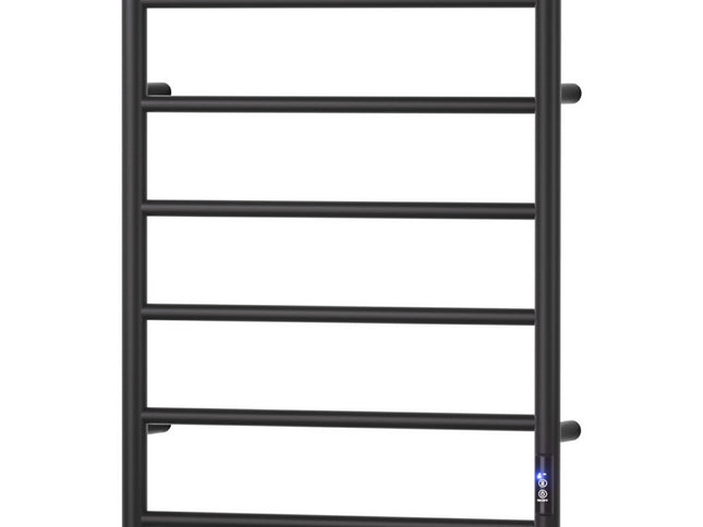Devanti Heated Towel Rail 6 Round Bars  with Timer Electric Heater Warmer Rack