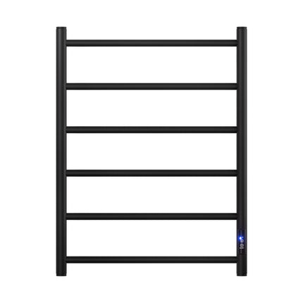 Devanti Heated Towel Rail 6 Round Bars  with Timer Electric Heater Warmer Rack