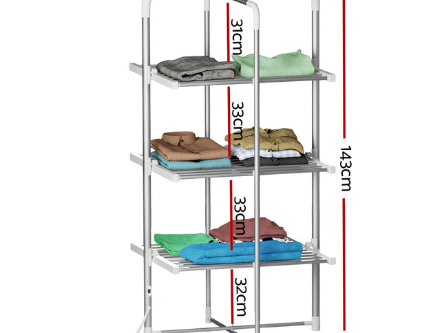 Devanti Electric Heated Towel Rail Rack 30 Bars Foldable Clothes Dry Warmer