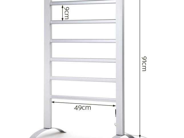 Devanti Electric Heated Towel Rail Rack 6 Bars with Timer Clothes Dry Warmer