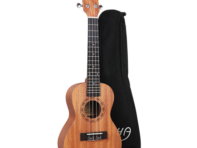 Alpha 23" Ukulele Natural Mahogany Concert Beginner Gift w/ Carry Bag