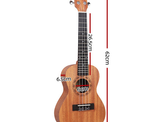Alpha 23" Ukulele Natural Mahogany Concert Beginner Gift w/ Carry Bag