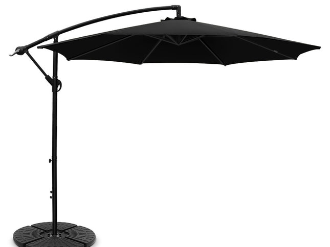 Instahut 3m Outdoor Umbrella w/Base Cantilever Beach Garden Patio Black