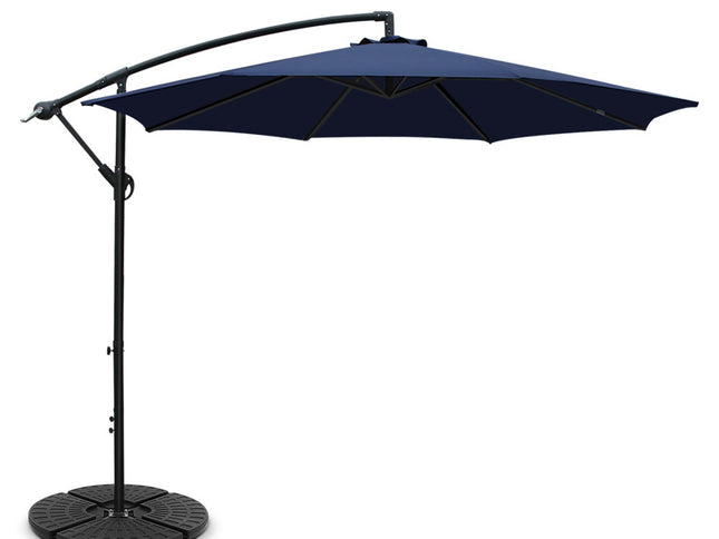 Instahut 3m Outdoor Umbrella w/Base Cantilever Beach Garden Patio Navy