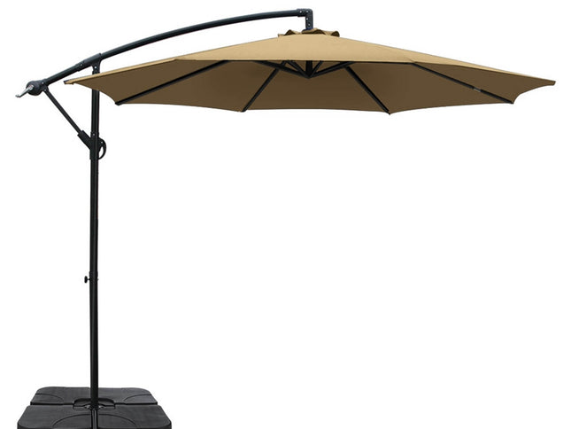 Instahut 3m Umbrella w/Base Outdoor Cantilever Beach Garden Patio Parasol Beige