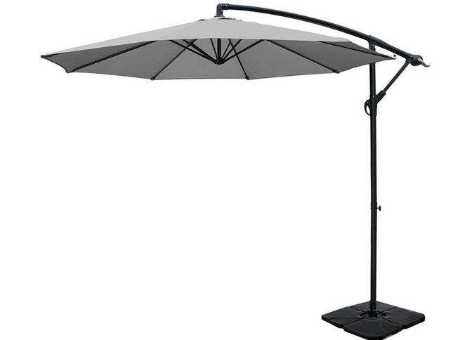Instahut Umbrella Outdoor Umbrellas Cantilever Sun Stand UV Garden Base Grey 3M