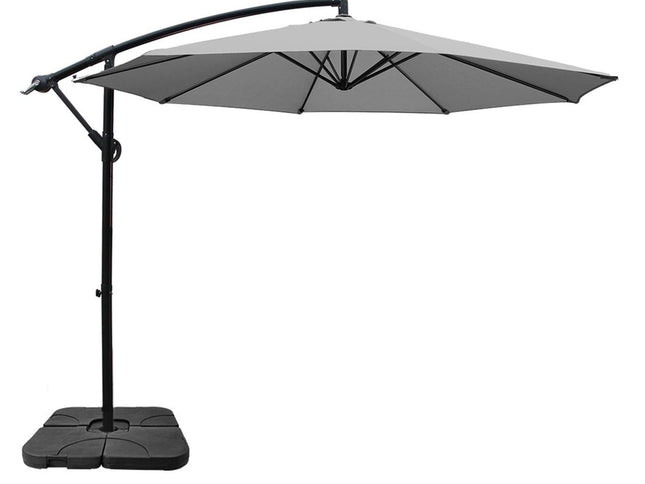 Instahut Umbrella Outdoor Umbrellas Cantilever Sun Stand UV Garden Base Grey 3M