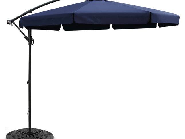 Instahut 3m Outdoor Umbrella w/Base Cantilever Garden Patio Beach Navy