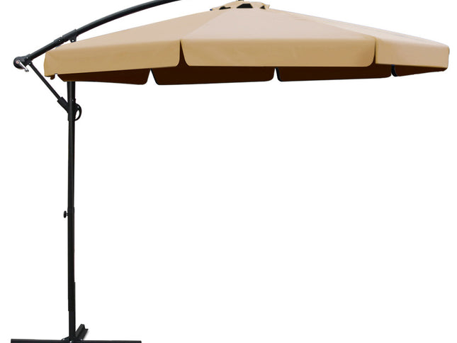 Instahut 3m Outdoor Umbrella Cantilever Garden Beach Patio Beige