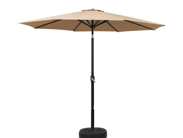 Instahut 2.7m Outdoor Umbrella w/Base Pole Stand Garden Sun Beige