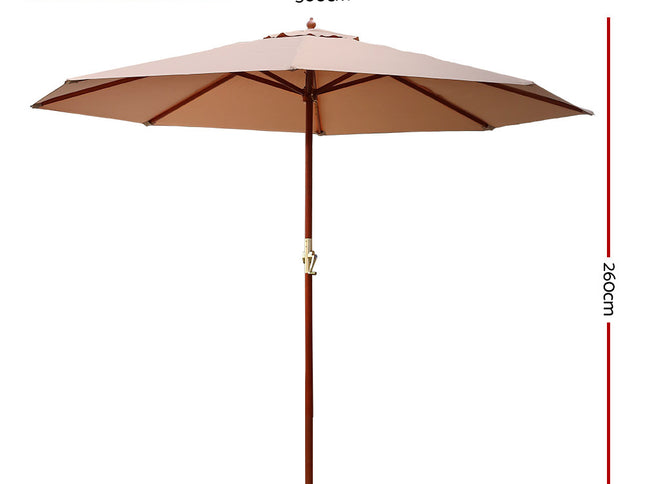 Instahut 3m Outdoor Umbrella Pole Umbrellas Beach Garden Sun Stand Patio Beige