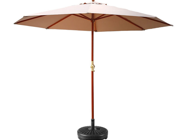 Instahut 3m Outdoor Umbrella w/Base Pole Umbrellas Garden Sun Stand Deck Beige