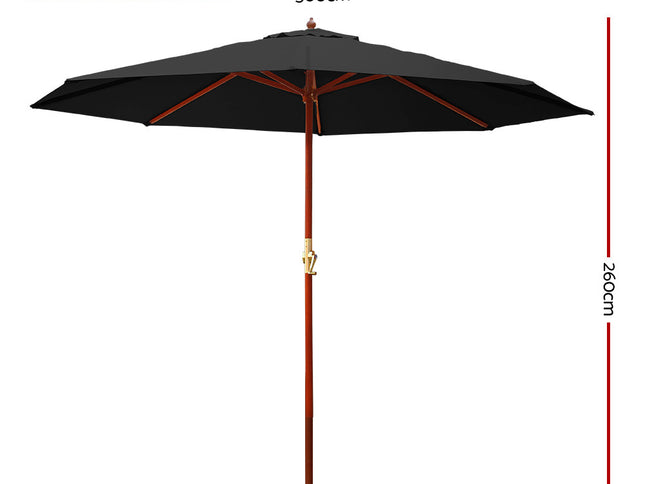 Instahut 3m Outdoor Umbrella Pole Umbrellas Beach Garden Sun Stand Patio Black