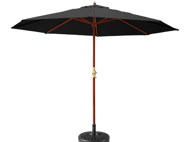 Instahut 3m Outdoor Umbrella w/Base Pole Umbrellas Garden Sun Stand Deck Black