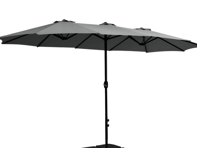 Instahut 4.57m Outdoor Umbrella w/Base Stand Beach Pole Garden Tilt Charcoal