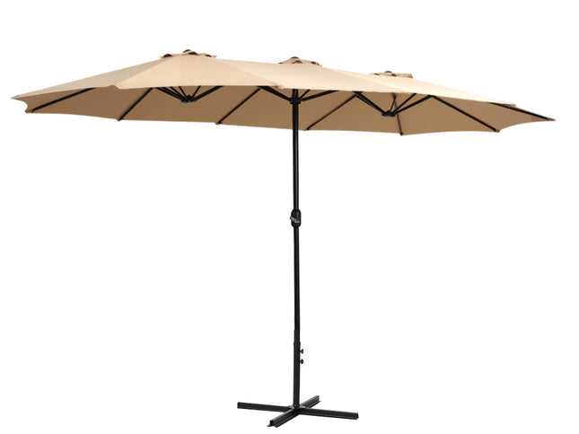 Instahut 4.57m Outdoor Umbrella Beach Pole Garden Tilt Beige