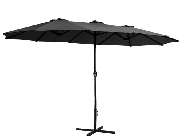 Instahut 4.57m Outdoor Umbrella Beach Pole Garden Tilt Black