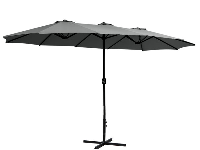 Instahut 4.57m Outdoor Umbrella Beach Pole Garden Tilt Charcoal