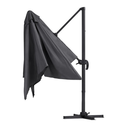 Instahut Outdoor Umbrella 3m Umbrellas Cantilever Stand Sun Roma 360 Degree Charcoal