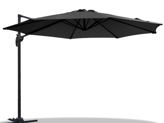 Instahut 3m Outdoor Umbrella Cantilever 360 Degree Tilt Beach Roma Black