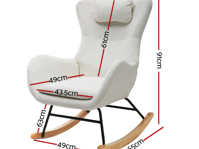 Artiss Rocking Chair Armchair Pillow Boucle White