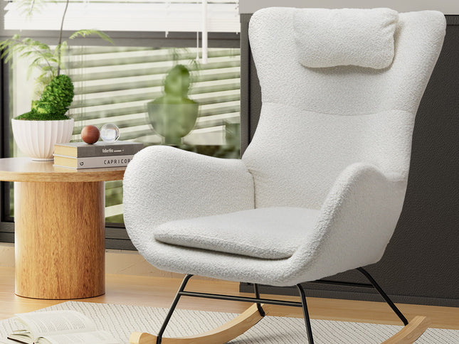 Artiss Rocking Chair Armchair Pillow Boucle White