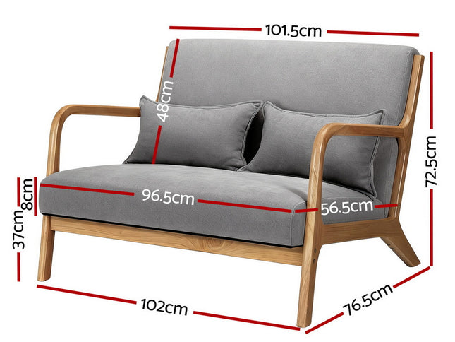 Artiss Armchair 2-seater Loveseat Fabric Grey