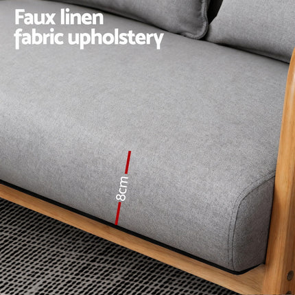 Artiss Armchair 2-seater Loveseat Fabric Grey