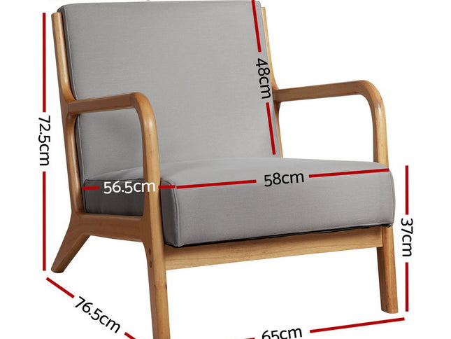 Artiss Armchair Fabric Light Grey