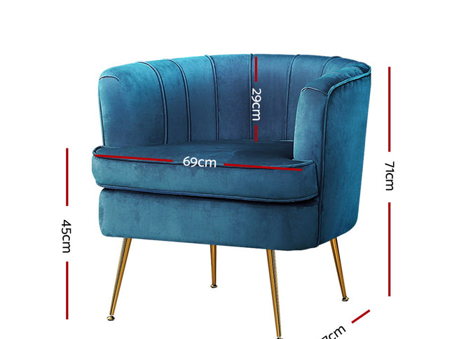 Artiss Armchair Velvet Blue Norvia