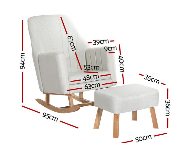 Artiss Rocking Chair Armchair Linen Fabric Beige Jonah