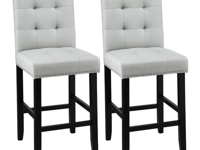 Artiss 2x Bar Stools Kitchen Dining Chairs Counter Fabric Stool Wooden Ada Grey