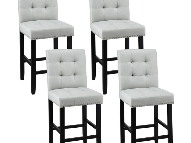Artiss 4x Bar Stools Kitchen Dining Chairs Counter Fabric Stool Wooden Ada Grey