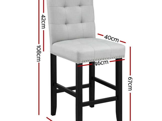 Artiss 4x Bar Stools Kitchen Dining Chairs Counter Fabric Stool Wooden Ada Grey