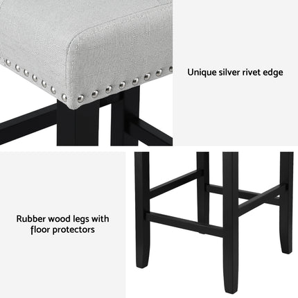 Artiss 4x Bar Stools Kitchen Dining Chairs Counter Fabric Stool Wooden Ada Grey