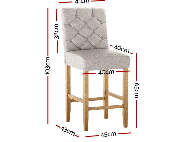 Artiss 2x Bar Stools Linen Upholstered Chairs