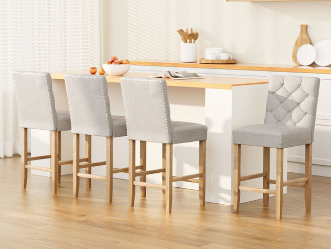 Artiss 4x Bar Stools Linen Upholstered Chairs