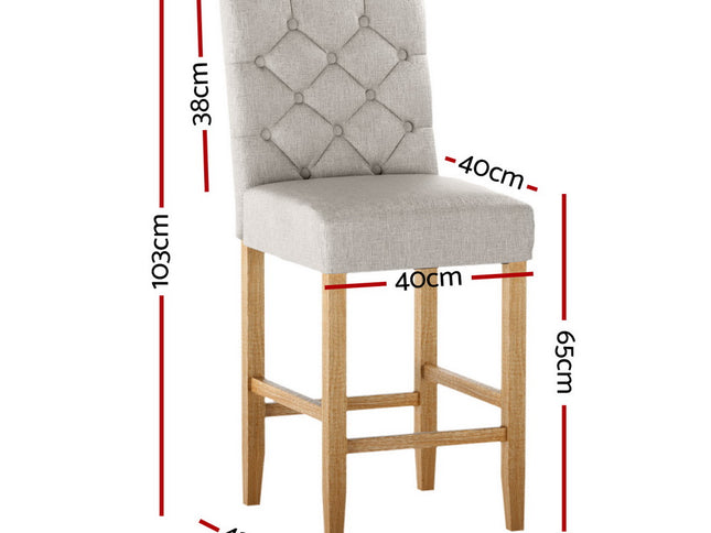 Artiss 4x Bar Stools Linen Upholstered Chairs