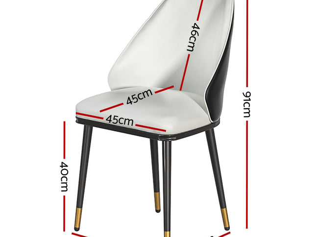 Artiss Dining Chairs Set of 2 Leather Seat Beige and Black