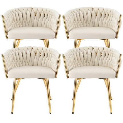1 Set of 4 Artiss Dining Chairs Velvet Armchair Beige