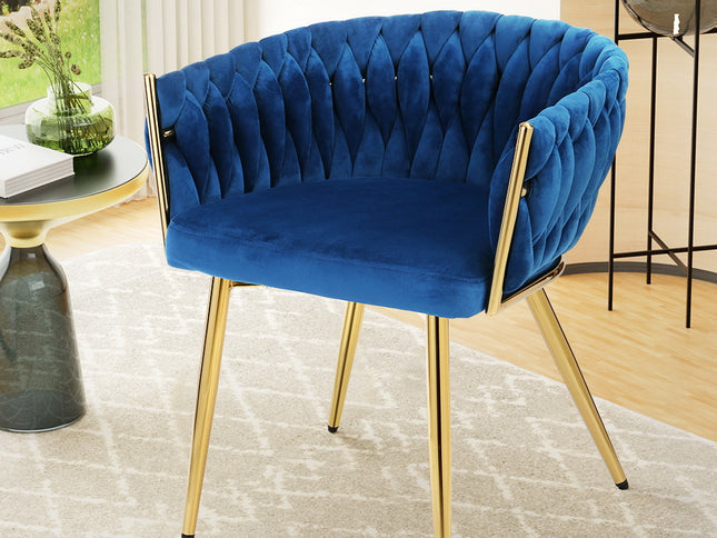 Artiss Dining Chair Velvet Weaving Armchair Blue
