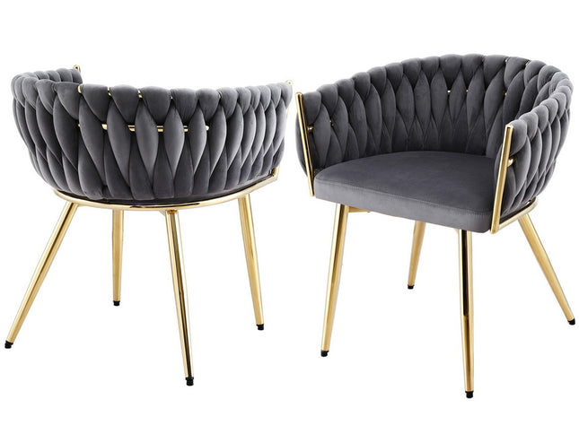 1 Set of 2 Artiss Dining Chairs Velvet Armchair Grey